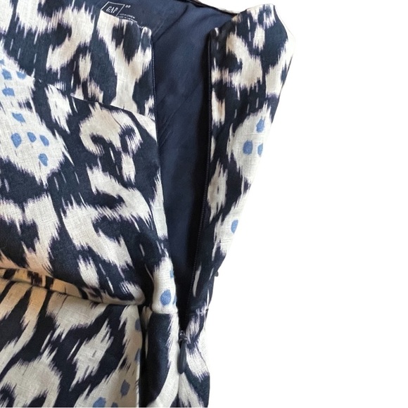 Gap Sleeveless 100% Linen Summer Fit & Flare Midi Dress Blue White 8 - Picture 5 of 7